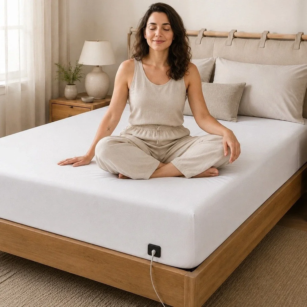 BareEarth Grounding Sheet Queen White Kit 10% Silver Cotton Earthing Bedding